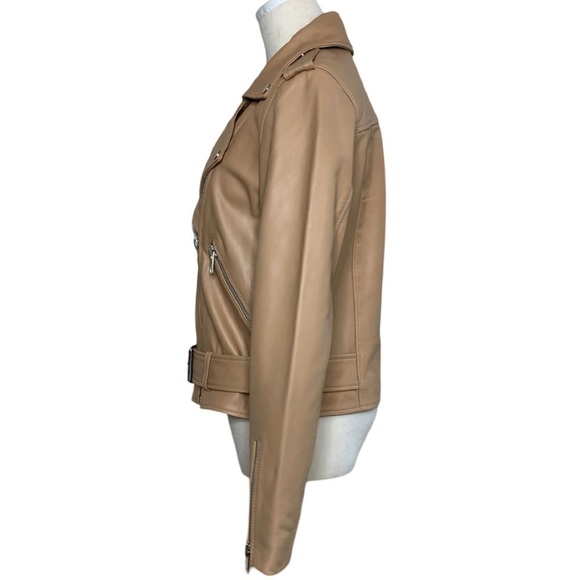 Walter Baker Allison Leather Biker Jacket Tan Latte Size M - Picture 5 of 17